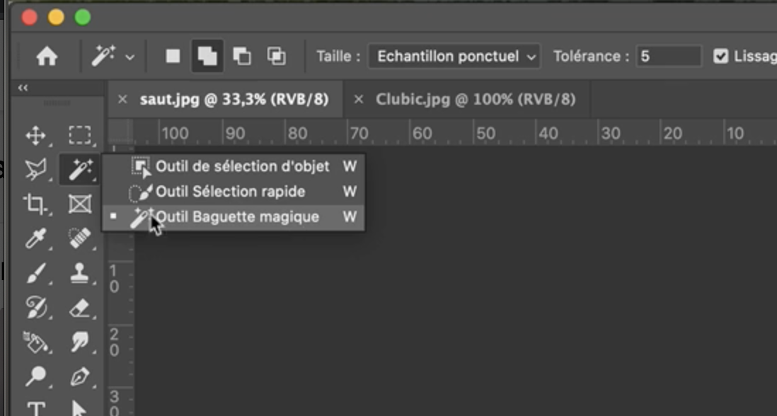 Selectionnez le bon outil