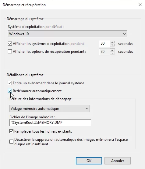 reboot W10 © Capture d'écran