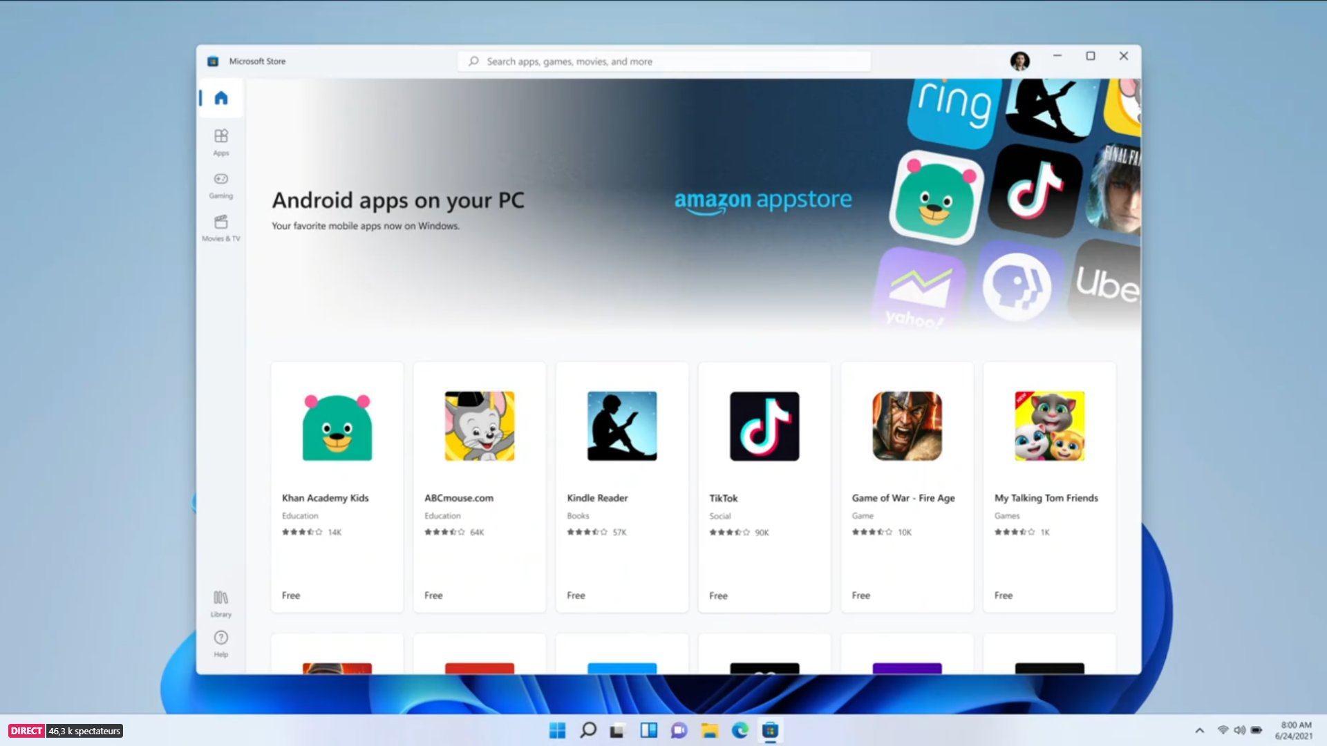 Windows 11 : les applications Android tourneront nativement sur l'OS