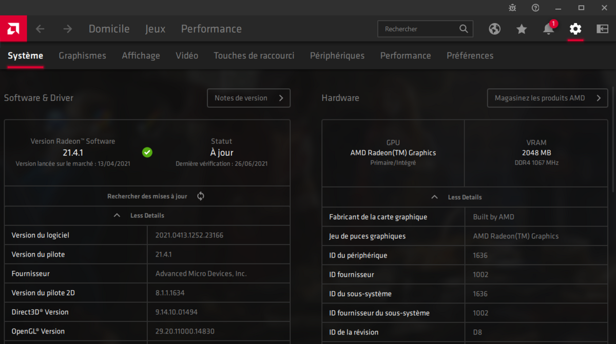 Panneau de configuration AMD © Nerces