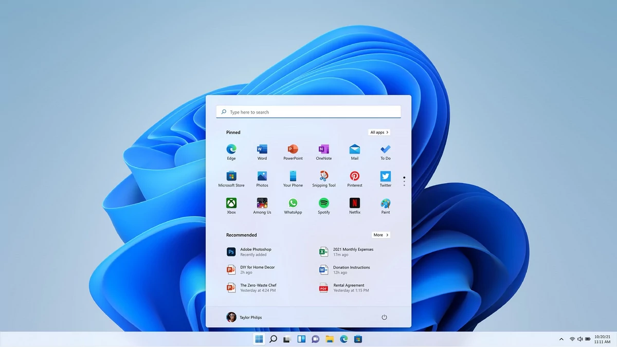 windows 11 octobre 2021 démarrer © Windows 11