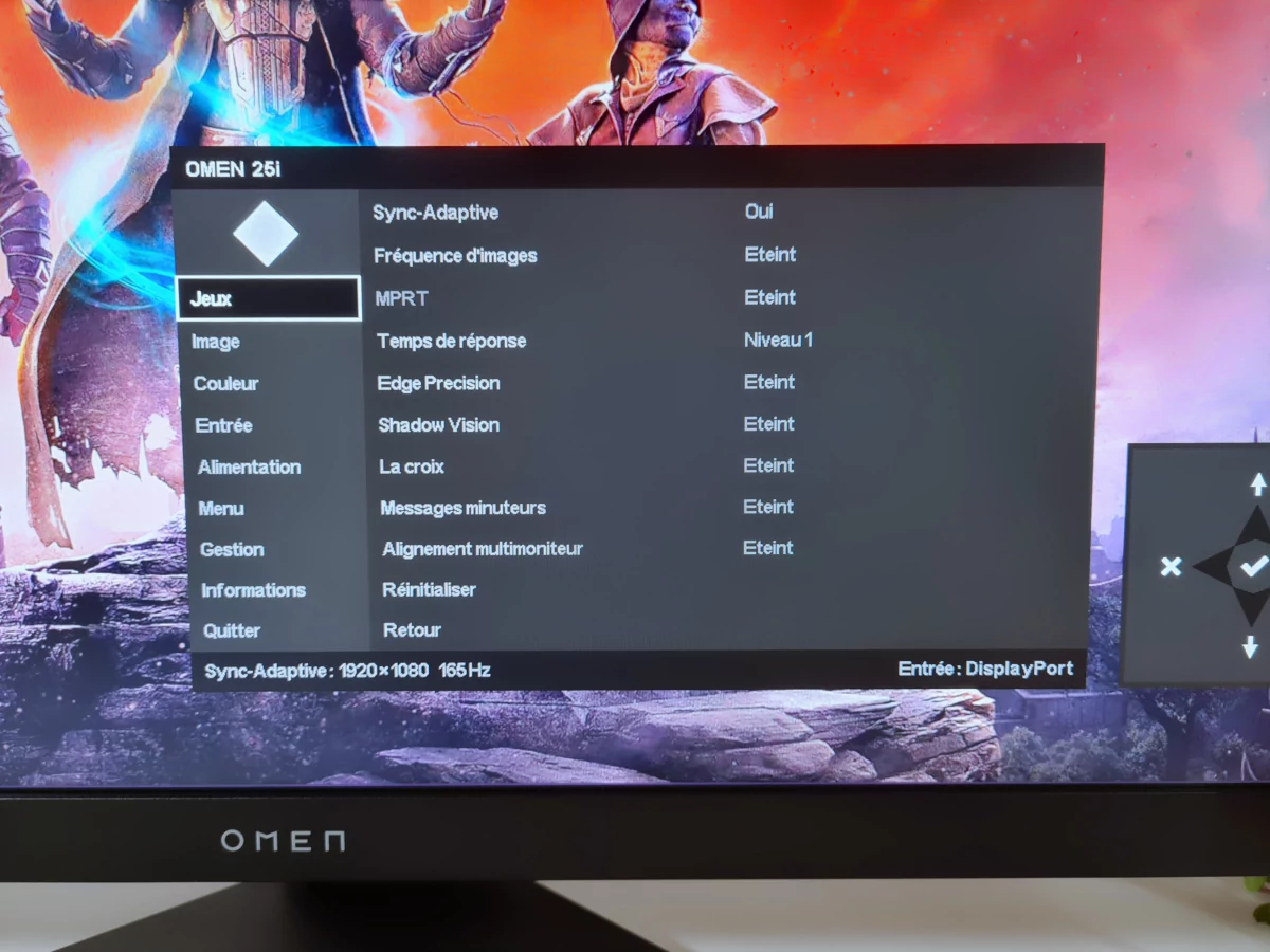 Test HP Omen 25i_OSD1 © Matthieu Legouge