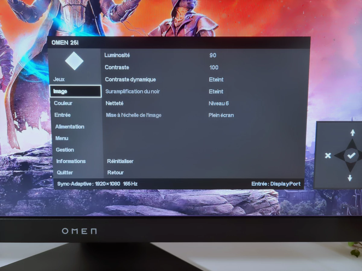 Test HP Omen 25i_OSD2 © Matthieu Legouge