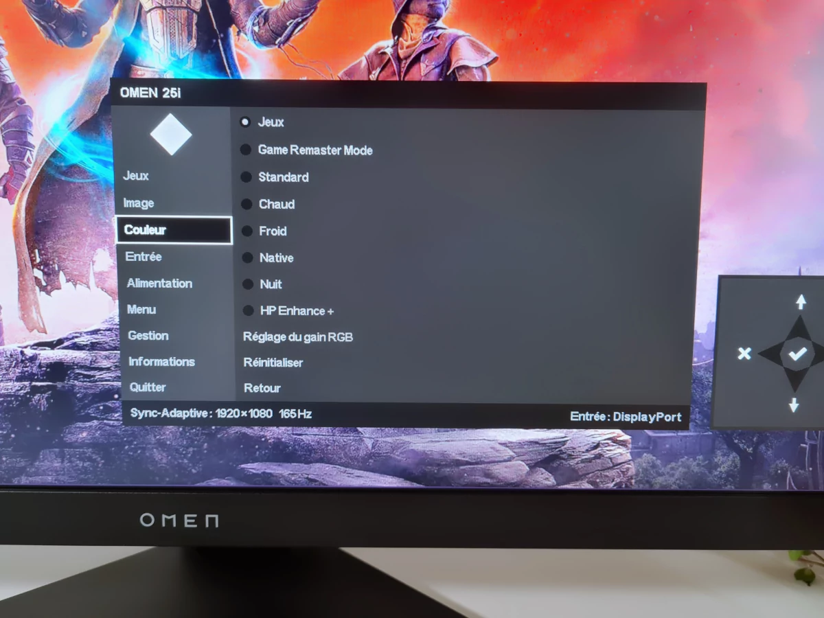 Test HP Omen 25i_OSD3 © Matthieu Legouge