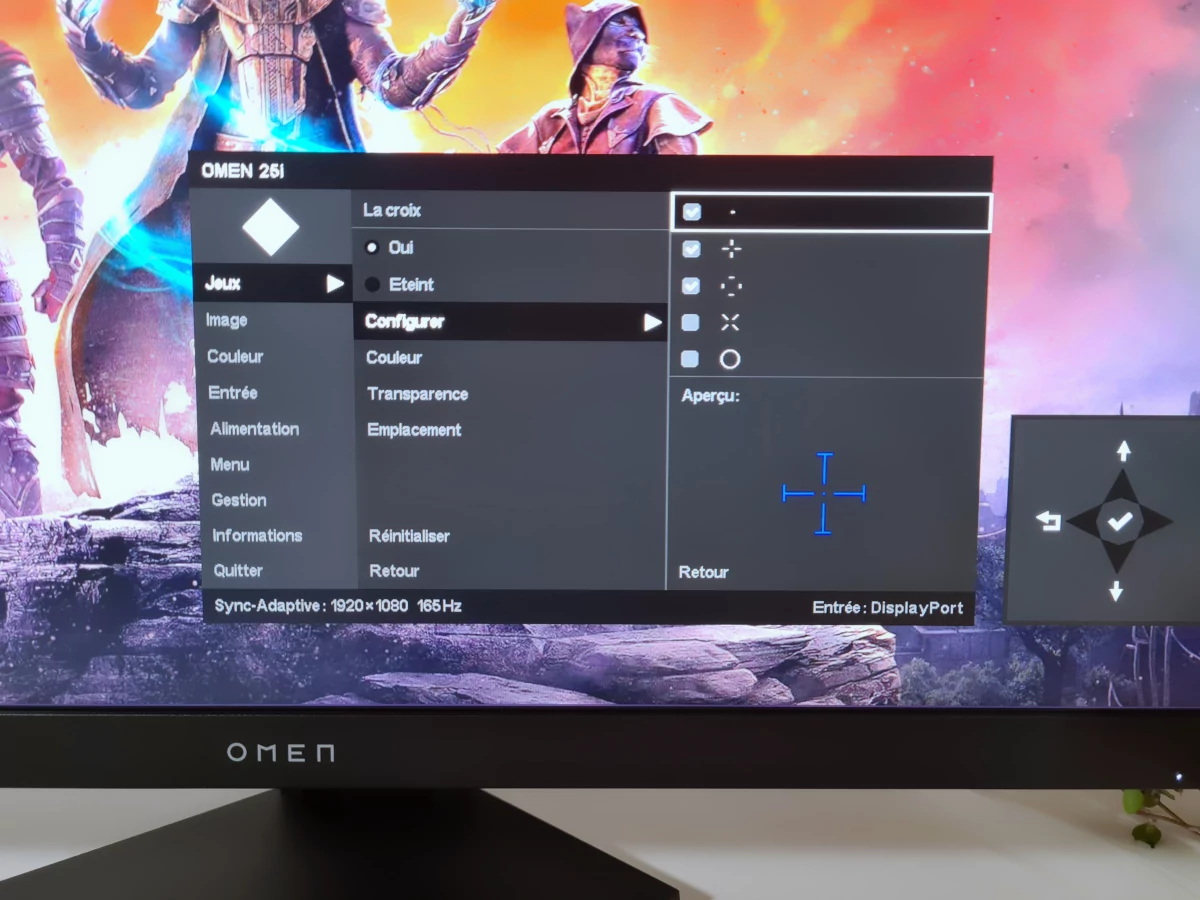Test HP Omen 25i_OSD4 © Matthieu Legouge