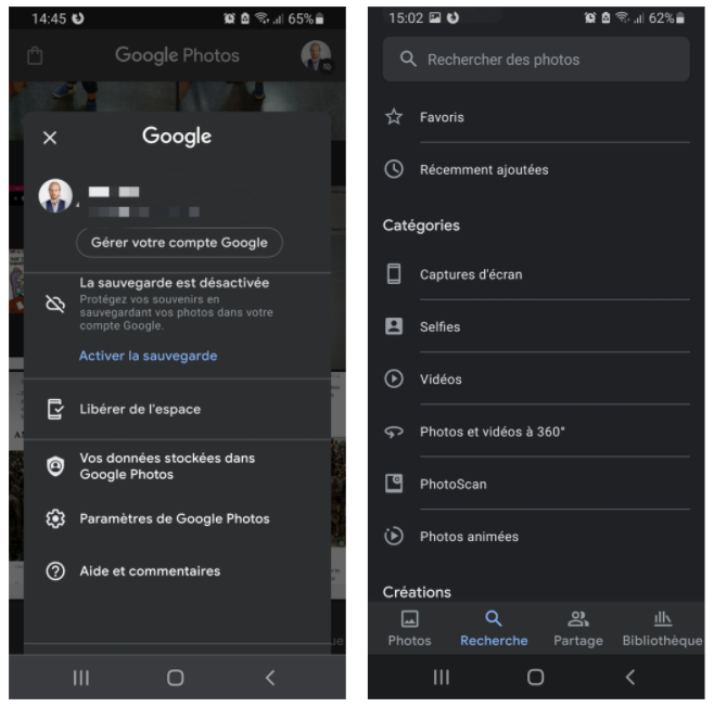 Capture d'écran Google Photos 1