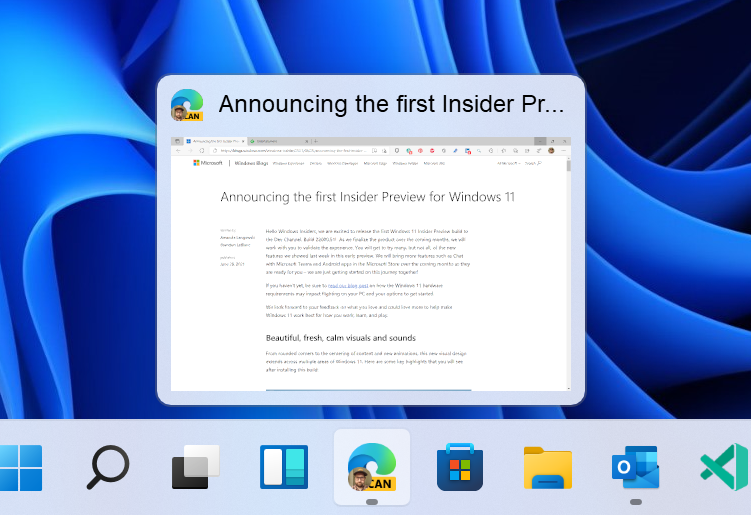 windows 11 preview task barr