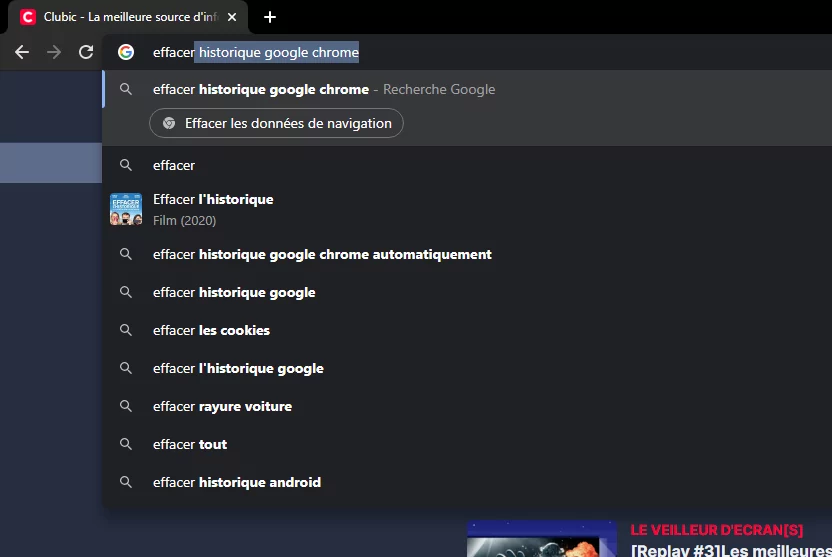 Exemple Chrome Actions © Clubic