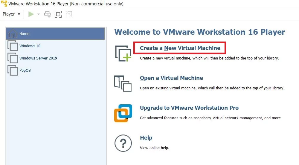 vmware player new machine © Alexia Coué