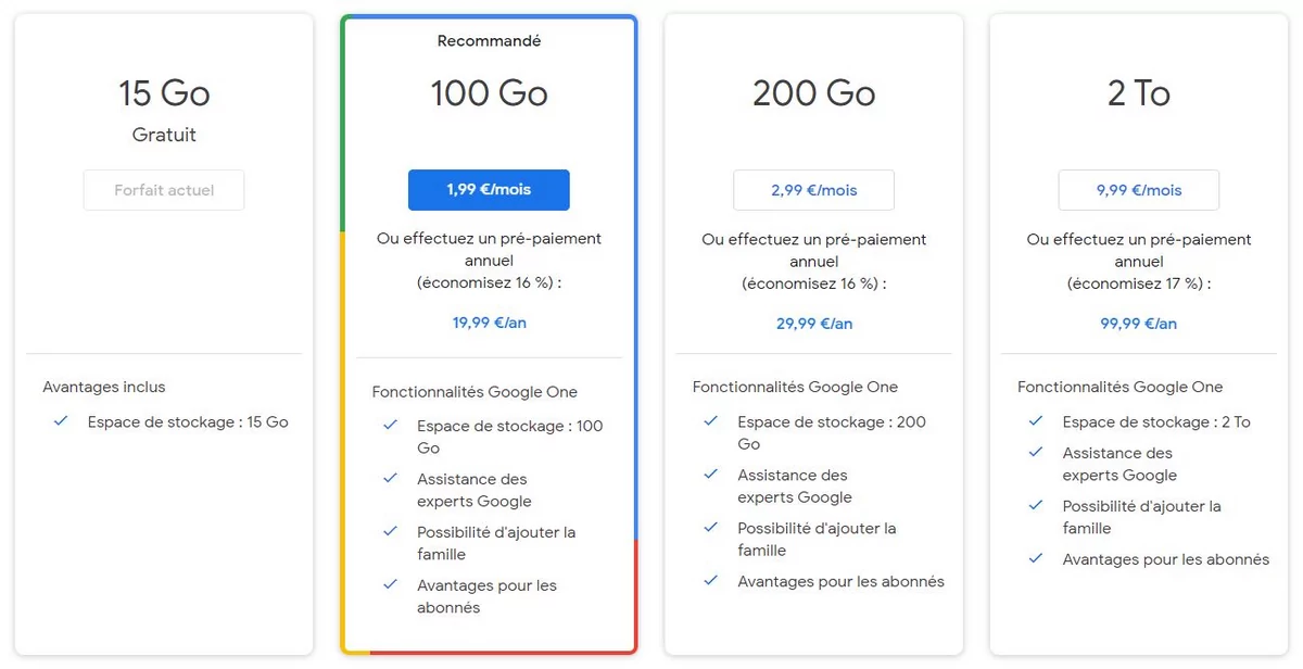 Google Drive forfaits © Alexia Coué