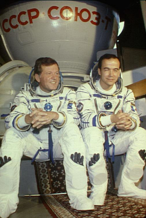 Là encore, deux astronautes en formation, mais seul Jean-Loup Chrétien partira pour l&#039;espace en Soyouz © AFP