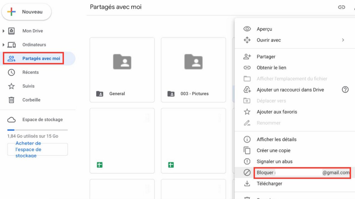 Google Drive - Conseils Clubic pour bloquer un utilisateur