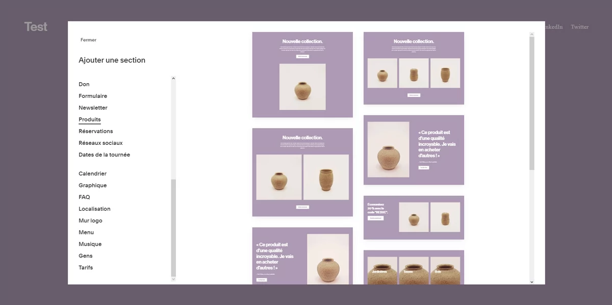 Squarespace sections © Squarespace