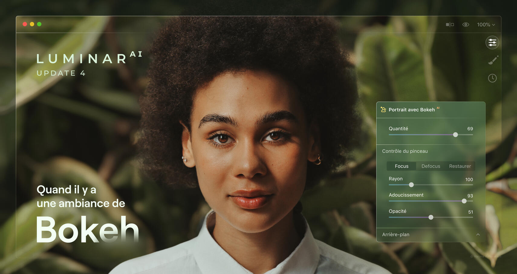 En version 1.4, Luminar AI rajoute l'effet Bokeh et améliore les algorithmes Ciel AI