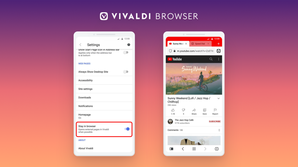 Vivaldi 4.1 sur Android : onglets enrichis et ouverture des liens externes dans le navigateur