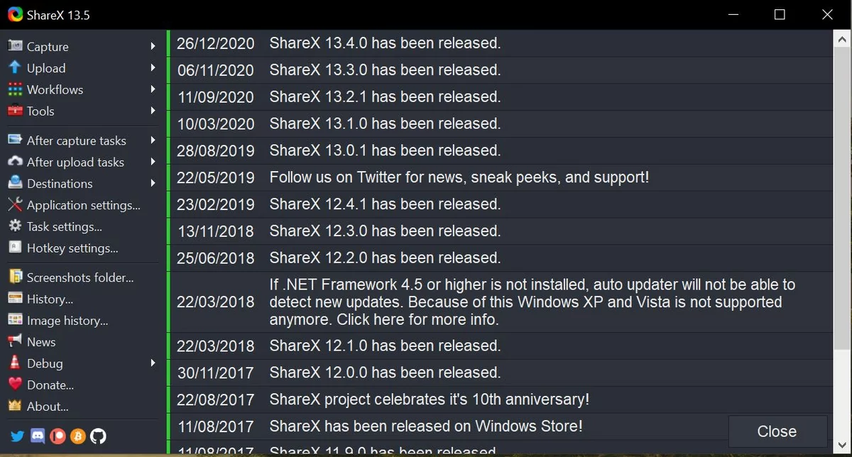 لقطة شاشة ShareX
