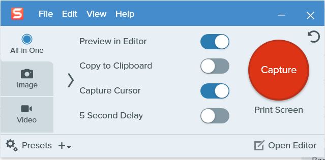 Capture d'écran Snagit