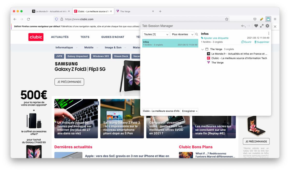 Tab Session Manager © Clubic.com