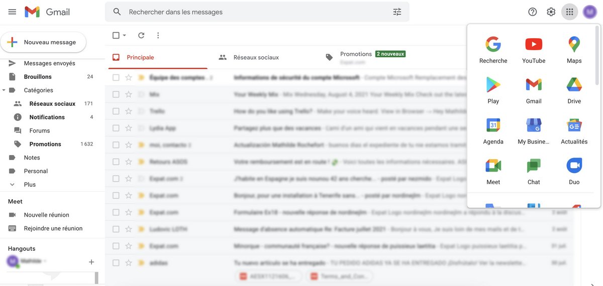 Gmail - Les différents services disponibles depuis Gmail