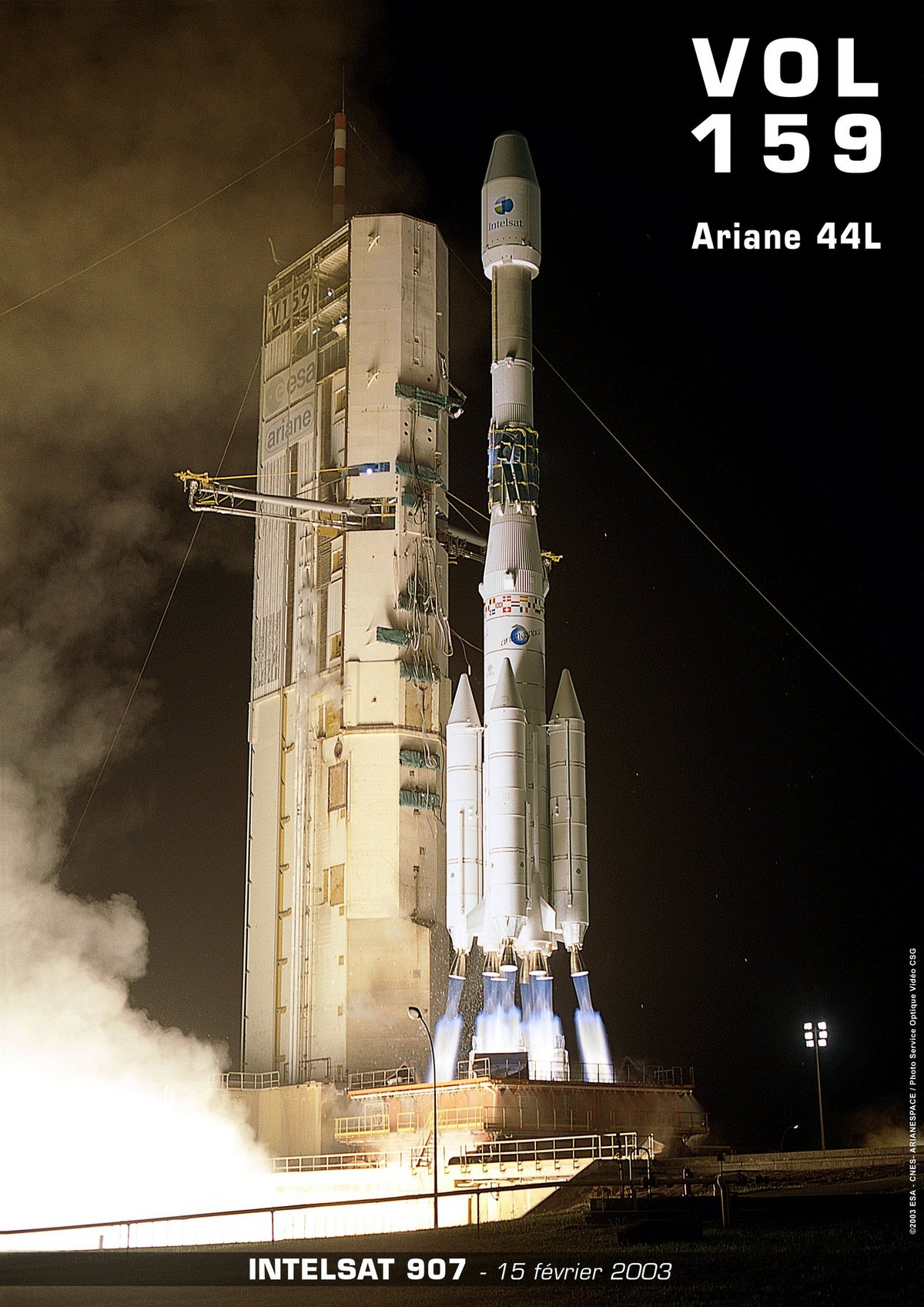 Le Vol 159, 116e vol pour Ariane 4, marquera la fin de sa carrière commerciale. La version Ariane 44L sera la plus populaire, permettant d&#039;envoyer en orbite des satellites géostationnaires de plus en plus lourds. Crédits: CNES / ESA