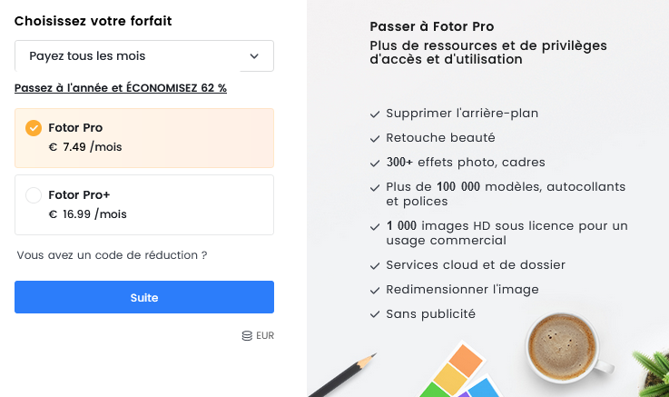 Fotor - Abonnement