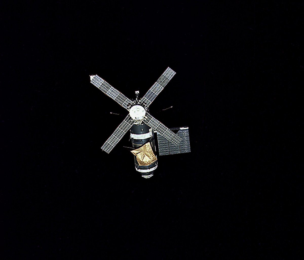 La station américaine Skylab, prise en photo par un équipage s&#039;approchant pour l&#039;amarrage. Crédits NASA