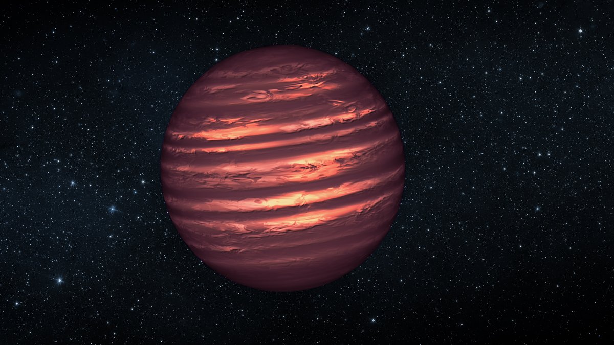 Vue d'artiste d'une naine brune. Ces astres présentent certaines caractéristiques des étoiles naines rouges, et d'autres plus communes chez les planètes géantes gazeuses. Crédit: NASA