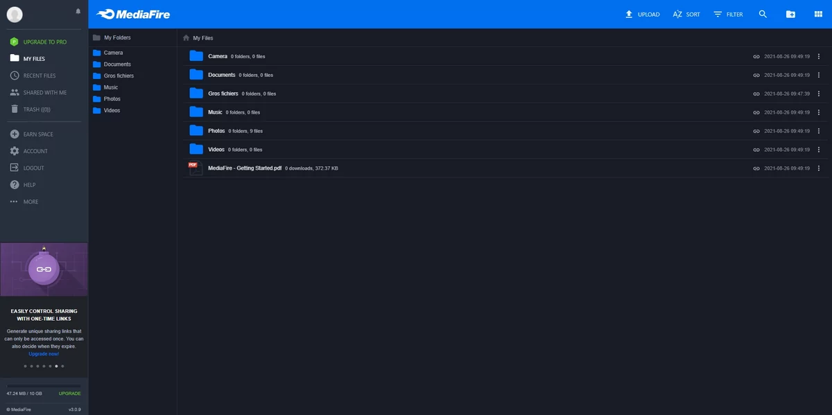 MediaFire gestionnaire de fichiers © MediaFire