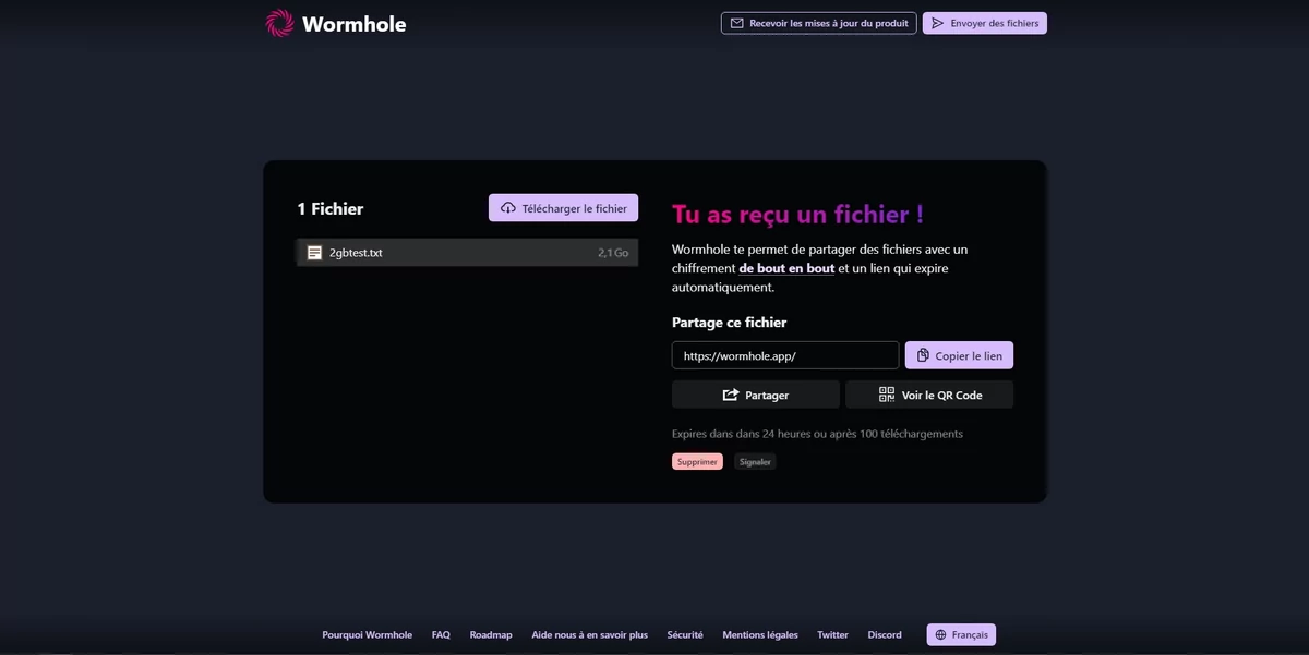 Wormhole page téléchargement © Wormhole