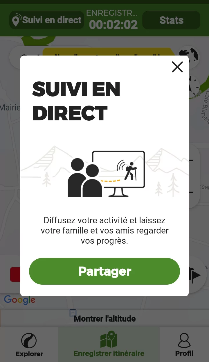 Wikiloc suivi en direct © Wikiloc