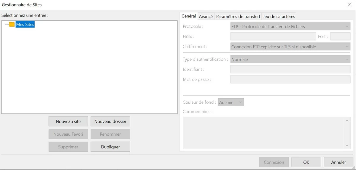 Capture d'écran FileZilla 2