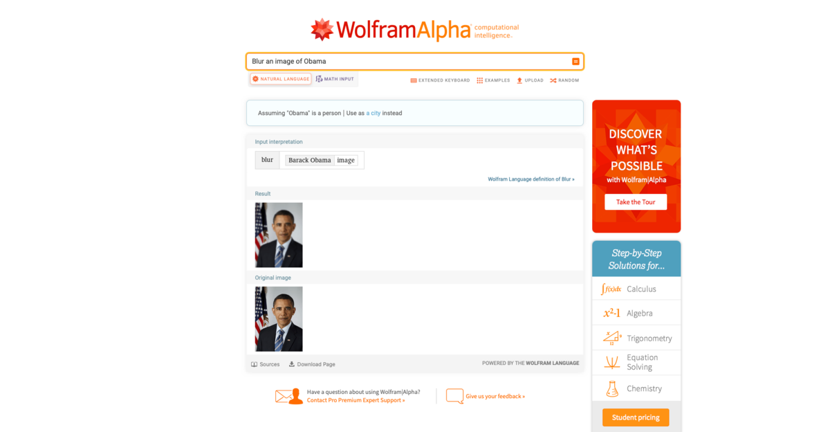Wolfram Alpha screen 2