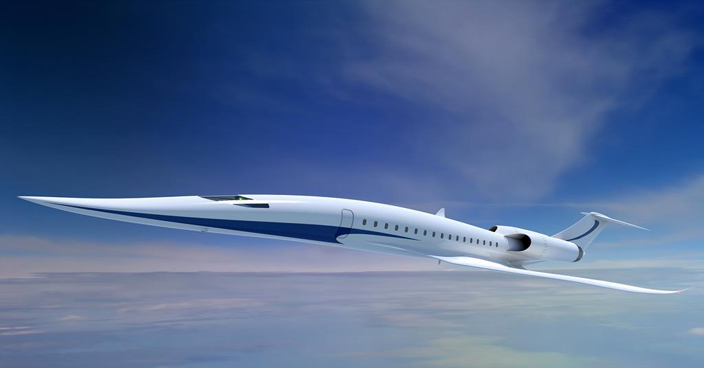 Concept d&#039;avion supersonique japonais, inspiré des études D-SEND menées sur un planeur supersonique au début des années 2000. On retrouve, ici aussi, un nez particulièrement allongé et des moteurs positionnés vers le haut. Crédits: JAXA