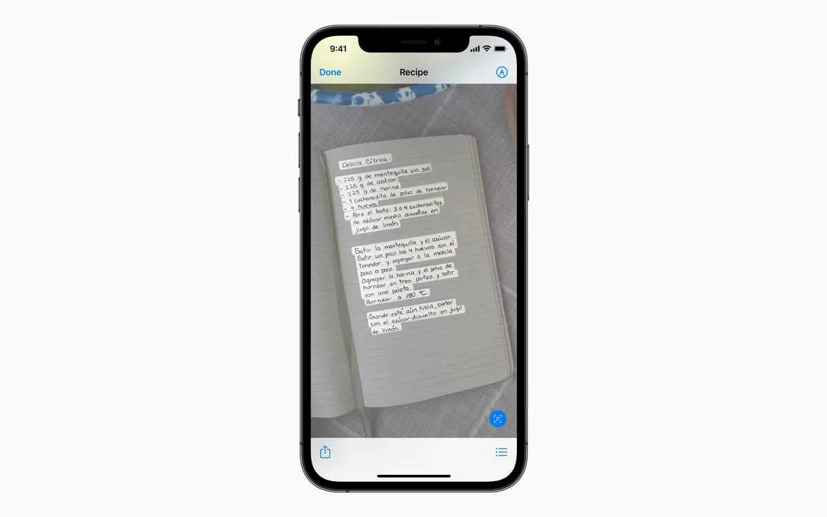 iOS 15 LiveText © Apple