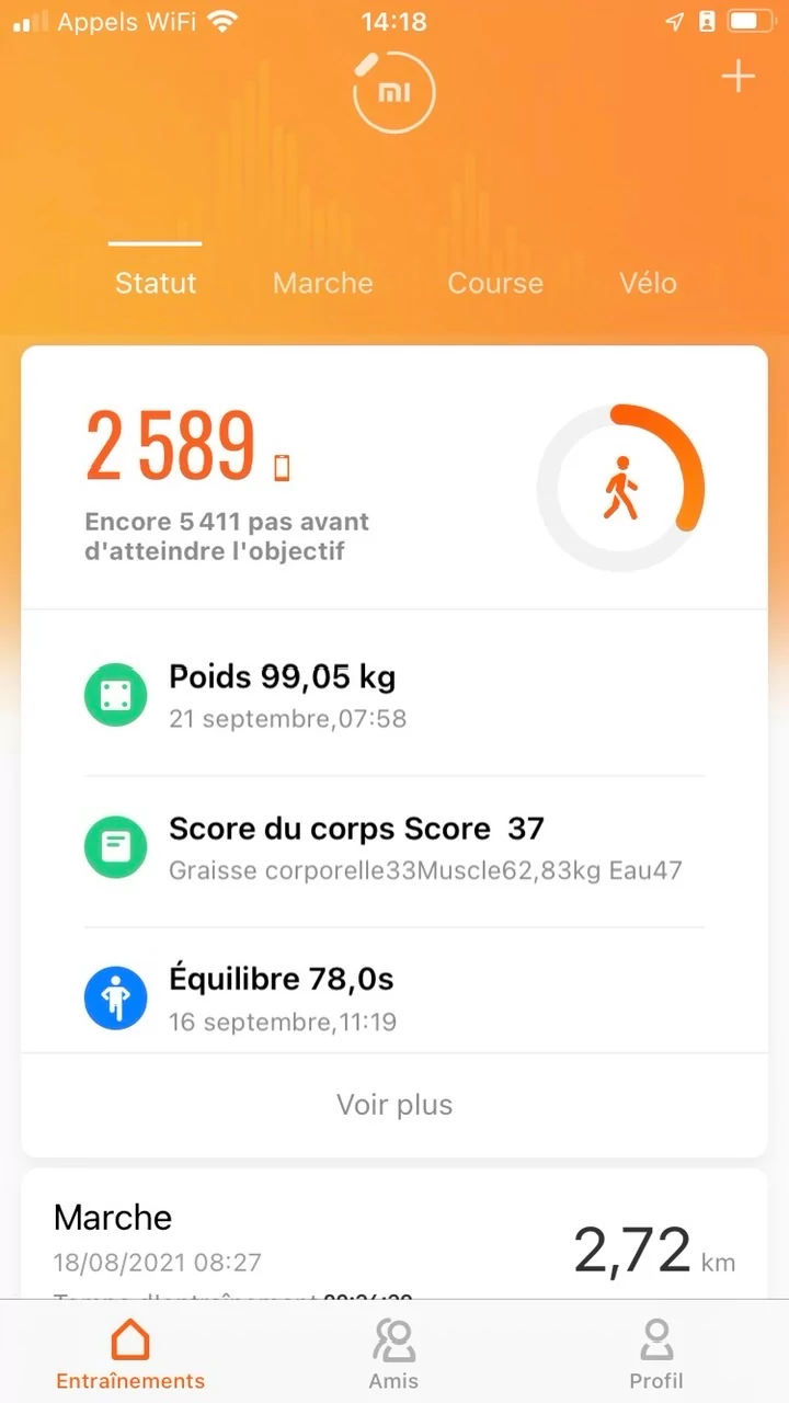 Mi Fit - Menu principal © Johan Gautreau