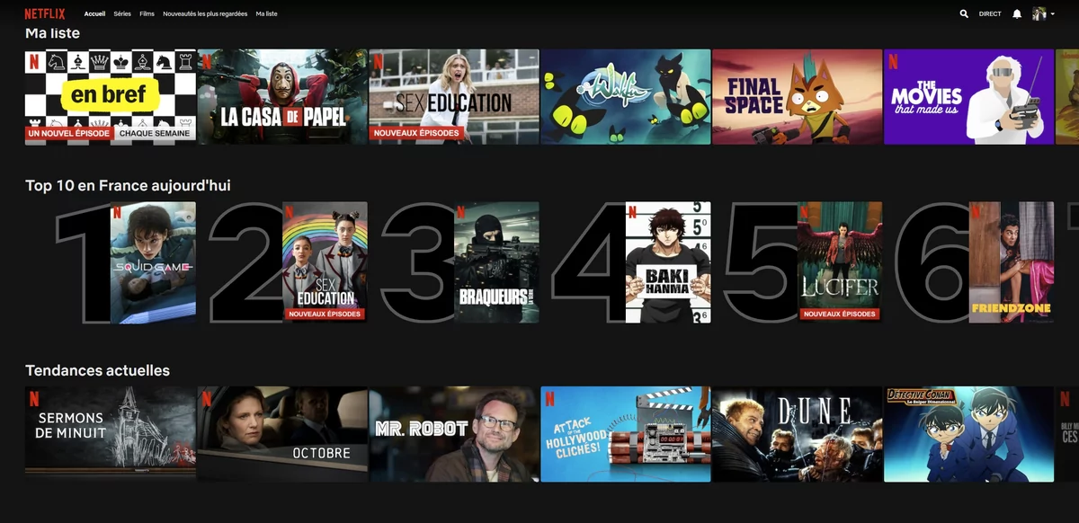 Netflix home © Capture d'écran