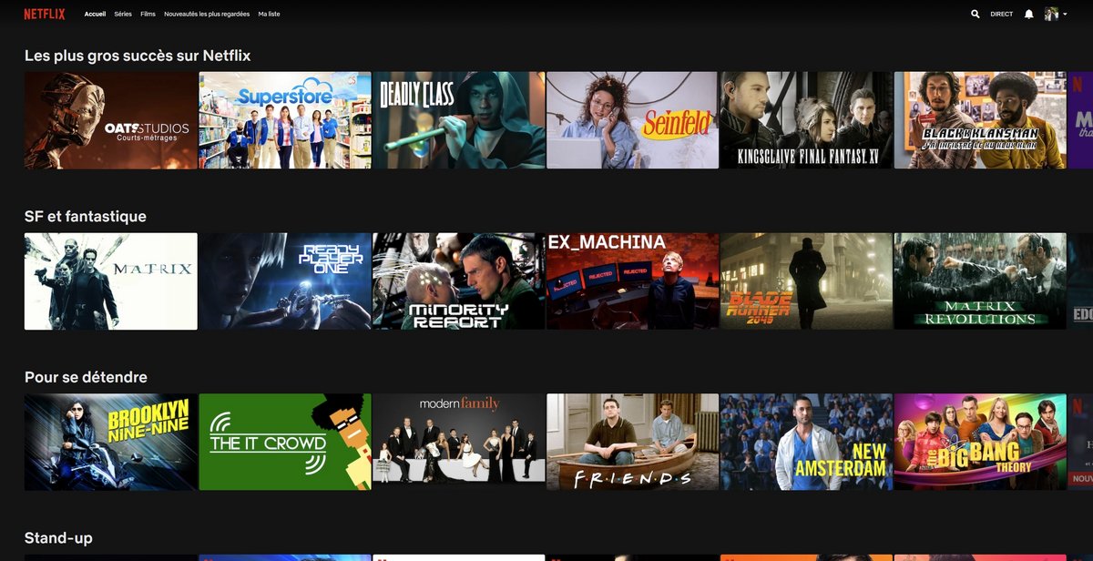 Netflix - Les différentes sélection