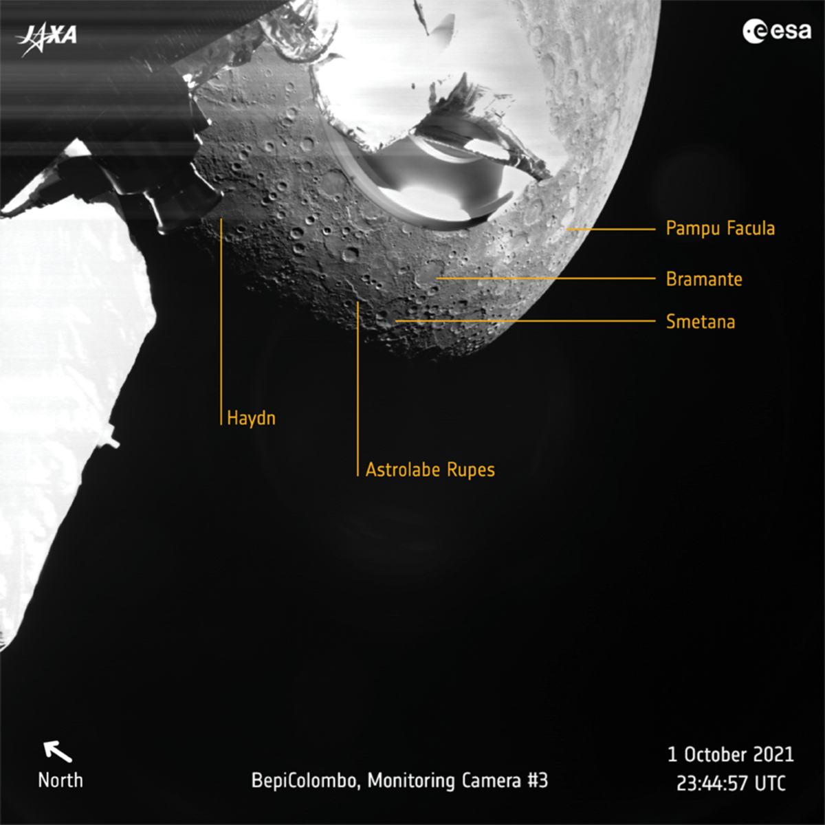 Identification des éléments à la surface de Mercure lors du survol de BepiColombo en octobre dernier. Crédits ESA/JAXA