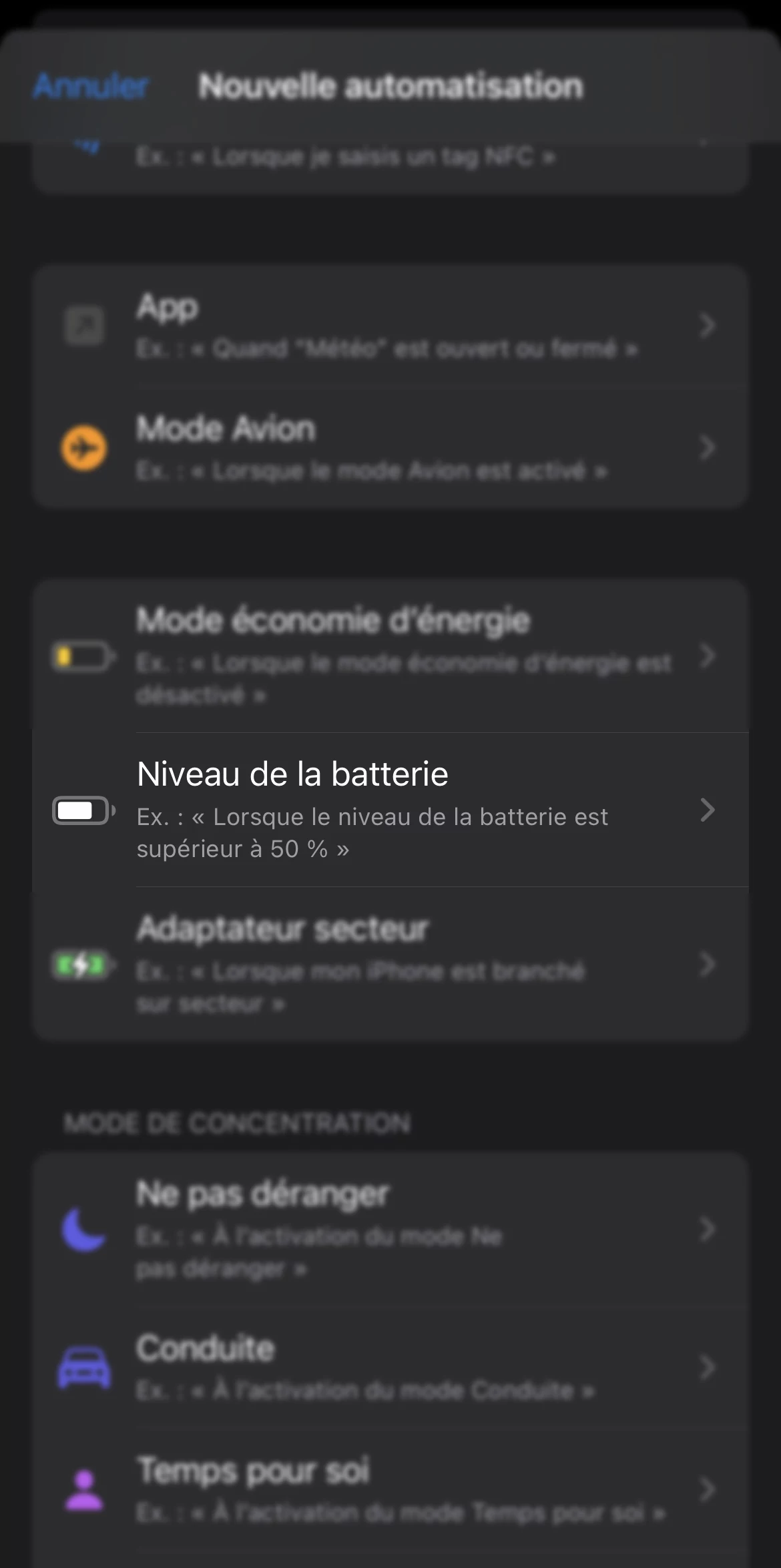 Mode economie energie raccourcis iPhone