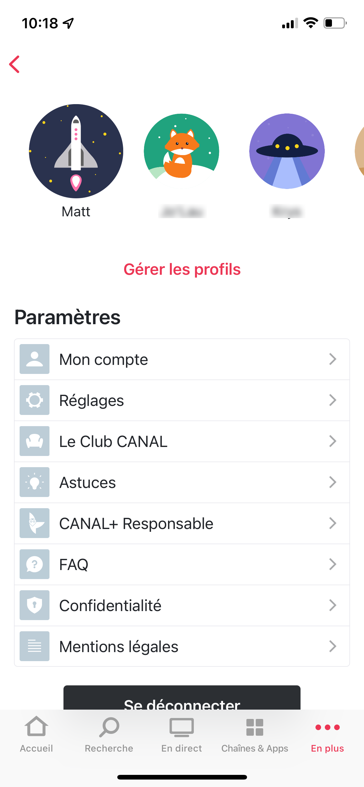 myCanal Profil iOS © Clubic.com