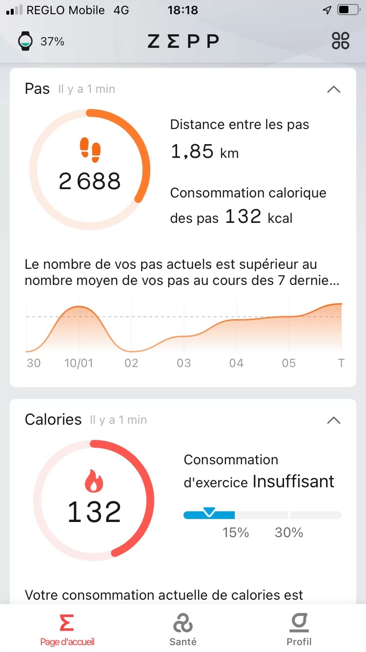 Amazfit - Appli Zepp 2 © Johan Gautreau