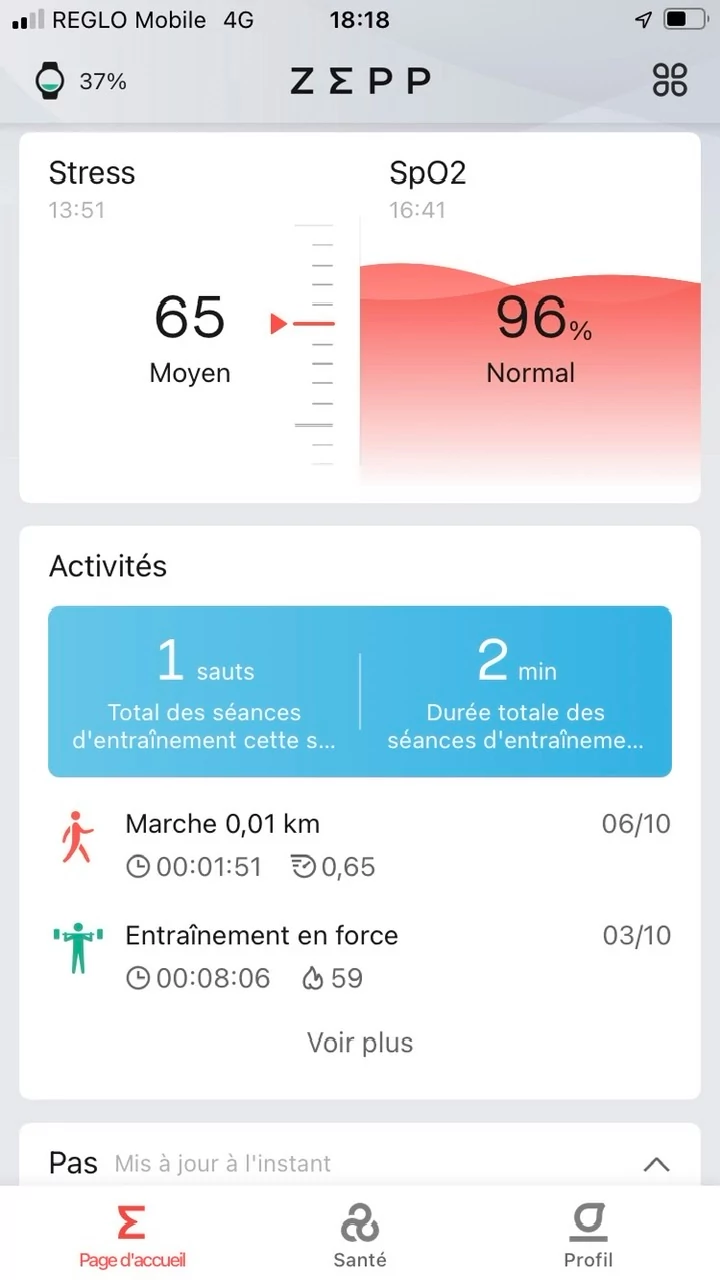 Amazfit - Appli Zepp 3 © Johan Gautreau