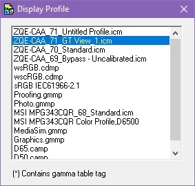 Display Profile