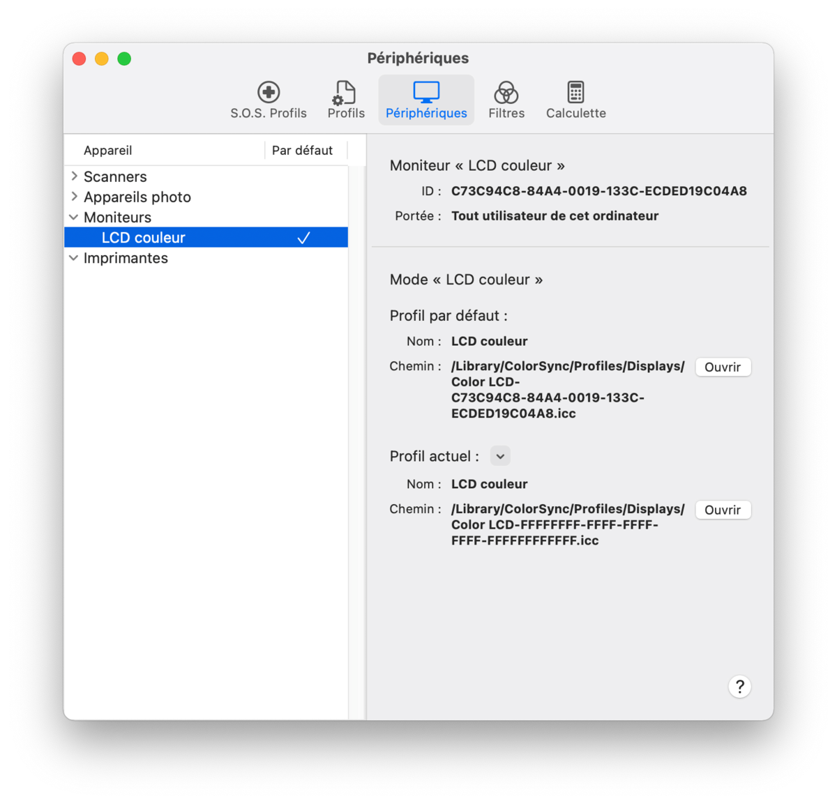 Gestion des couleurs Mac OS
