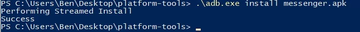 Installation Messenger PowerShell Android Windows 11