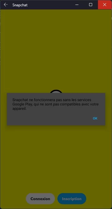 Snapchat sans services Google Play