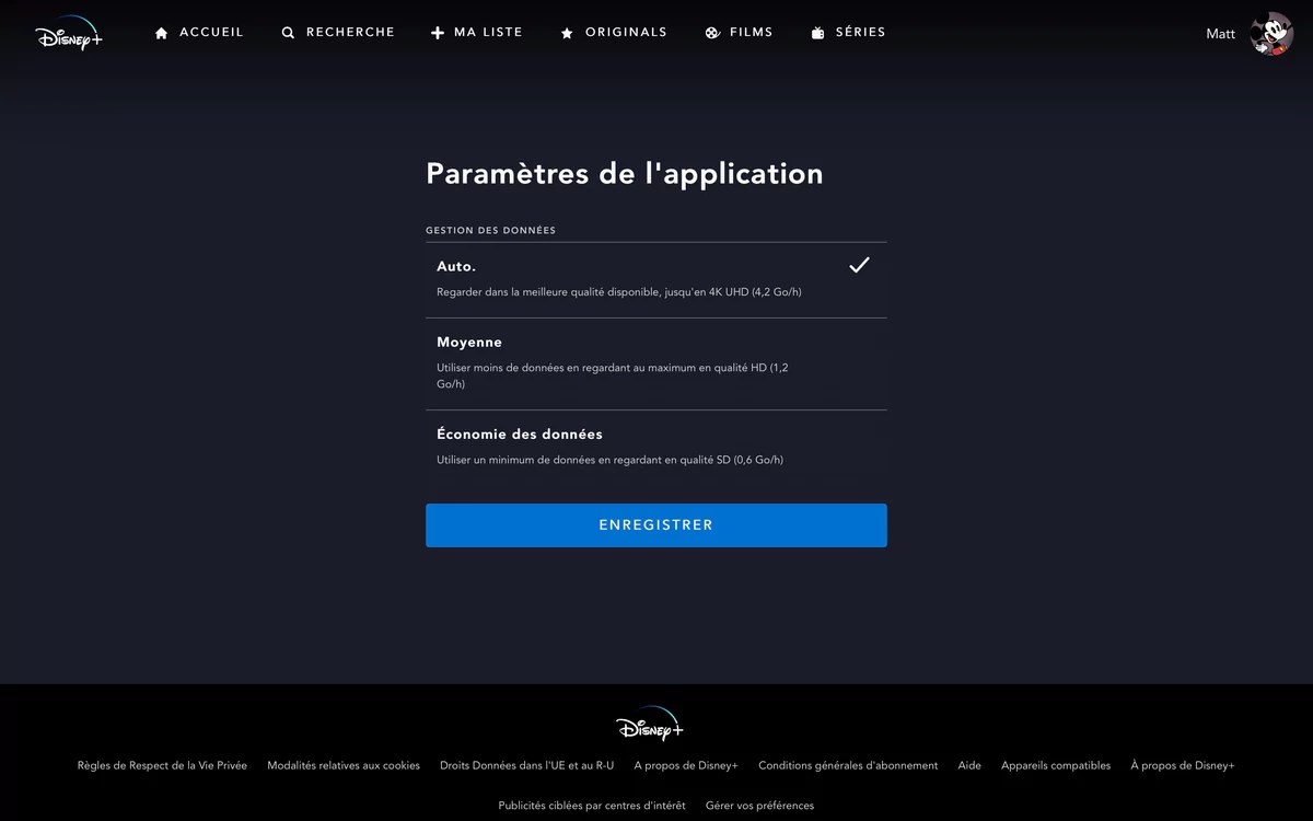 Disney+ Settings © © Clubic.com