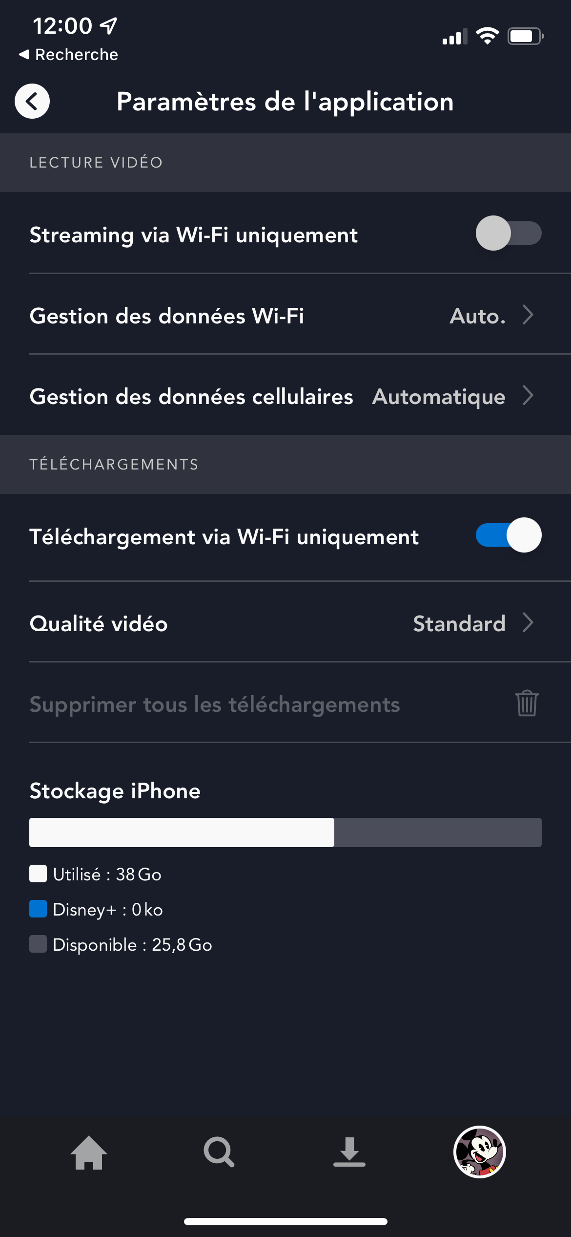 Disney+ Settings iOS © © Clubic.com