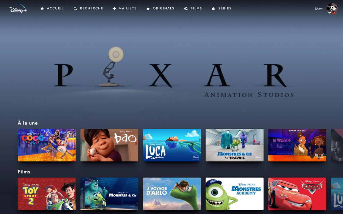 Disney+ - La section Pixar