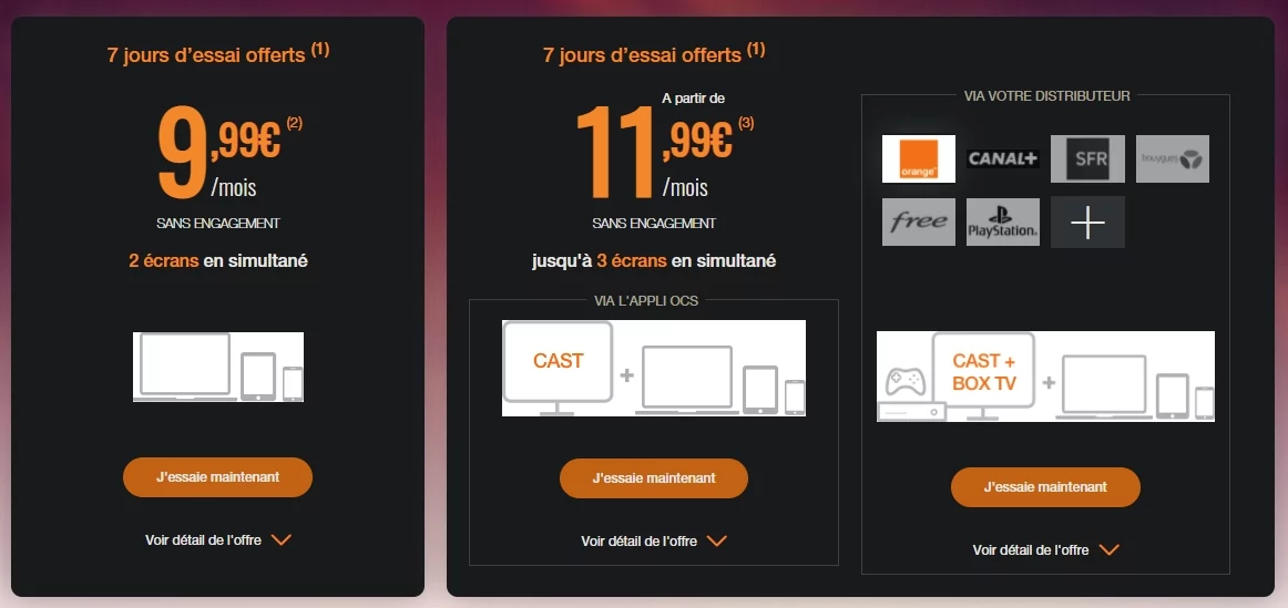 OCS prix © Capture d'écran